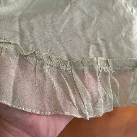 Free People Sage Green Sheer Mesh Ruffle Slip Skirt Boho Witchy Goth Cottagecore - Picture 10 of 15